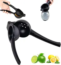 Espremedor de Limão Manual em Metal Com Revestimento Preto Premium 20cm Extração Máxima de Suco Design Ergonômico e Moderno para Cozinha Bares e Drinks