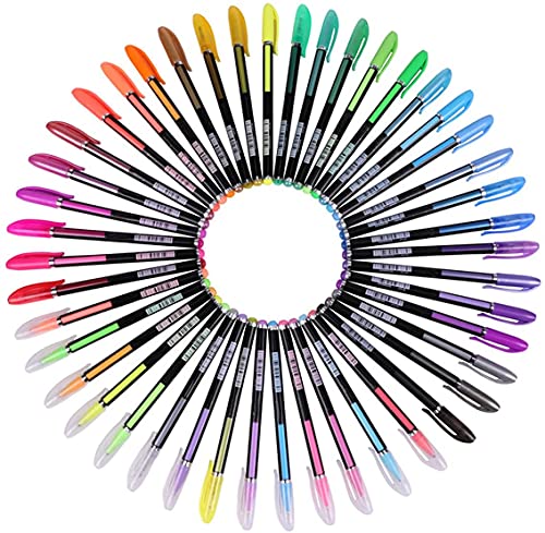 Doliva 48pcs Gel Ink Pens Drawing Pen Sets 1 Types Painting Pens(12pcs Pastel,12pcs Neon pen,12pcs Metallic pen,12pcs Glitter pen) Refillable Calligraphy Writing Artist Gift for kids Office