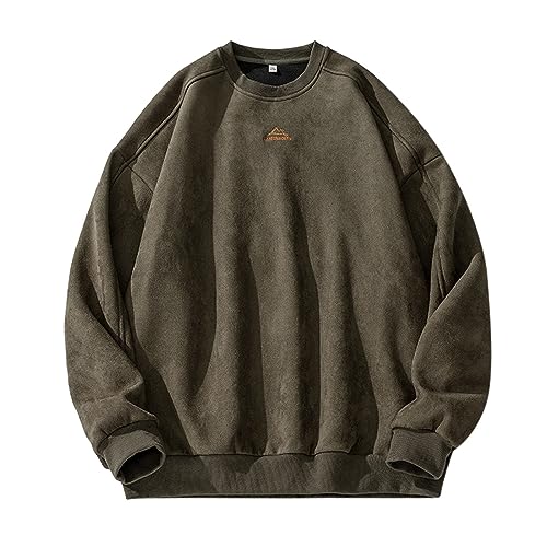 Men's And Winter Vintage Loose Trend Heavy Suede Crewneck Coat Hoodie Men's 2xl Hoodie
