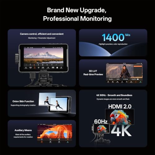 Image of VILTROX DC-550 Pro II 5.5 inch 1400Nits 4K@60Hz HDMI 2.0 Camera Field Monitor | Touchscreen DSLR On Camera Video Monitor with Onion Skin, USB /Wi-Fi Camera Control, Custom 3D LUT, Waveform, 160 View Angle