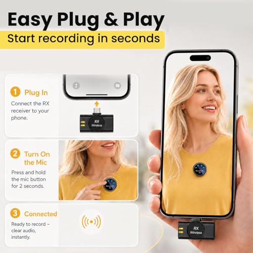 Image of EMBOX Mic Wireless with Type-C & Lightning, Wireless Dual Mic for YouTube Recording, 2.4GHz Wireless Microphone with Noise Cancellation, 20m Range, 6H Battery, Magnetic Clip (S3)
