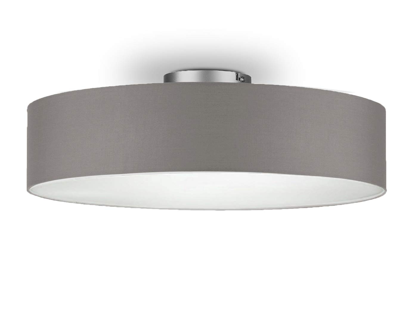 meineWunschleuchte Runde zeitlose Deckenleuchte mit Stoffschirm in Braun-Grau Ø 50cm - satinierte Abdeckung für blendfreies Lichtambiente