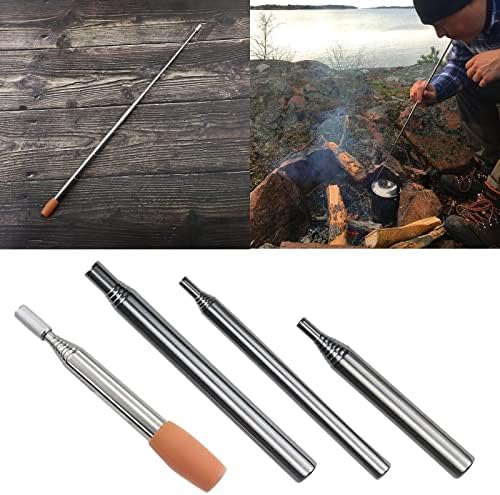 Retractable Blow Fire Tube Stainless Steel Camping Survival Campfire Tool Practical Fire Blower Pipe for Picnic Hiking retractable fire blower pipe metal blow fire tube stainless steel campfire tool