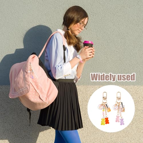 Gosknor 2 Stück Gummibärchen Schlüsselanhänger, Bären Anhänger Cute Kunstharz Süßer Schlüsselanhänger Zubehör Kawaii-Schlüsselanhänger Schmuck Bonbonfarbe Macarons Bär Schlüsselanhänger