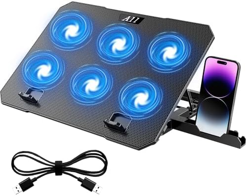 Laptop Cooling Pad, Laptop Cooler 6 Quiet Fans for 12"-17" Laptop...