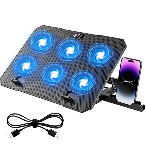 Laptop Cooling Pad, Laptop Cooler 6 Quiet Fans for 12"-17" Laptops