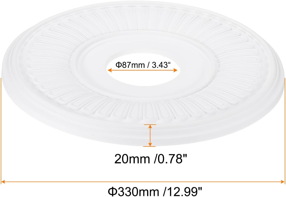 PATIKIL Ceiling Medallion, 13" OD x 3.43" ID PU Decorative Ceiling Light Medallion Chandelier Medallion Traditional Ceiling Light Cover Plate for Ceiling Light Fixtures Fans, White