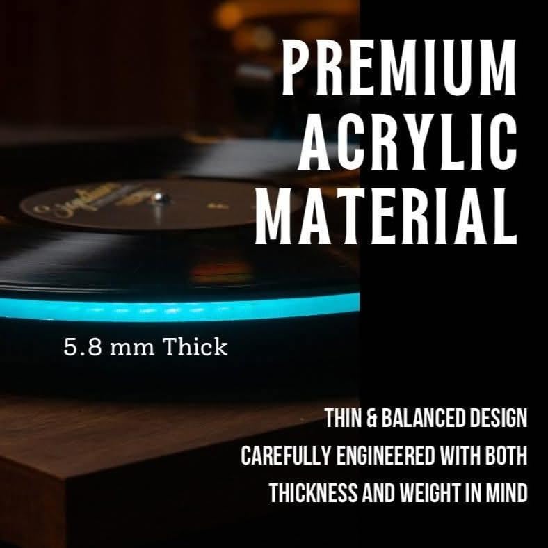Image of The World's first LED Slipmat for Turntables by Vinyl Dood. PATENT PENDING. Acrylic, Dynamic LED Patterns, Multiple Colors, Fully portable, Rechargeable, Remote Included