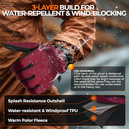 Image of rivmount Winter Gloves Women Men, Cold Weather Touch Screen Liner Glove, Windproof 3-Layers, for Running, Cycling, Biking, Hiking, Driving