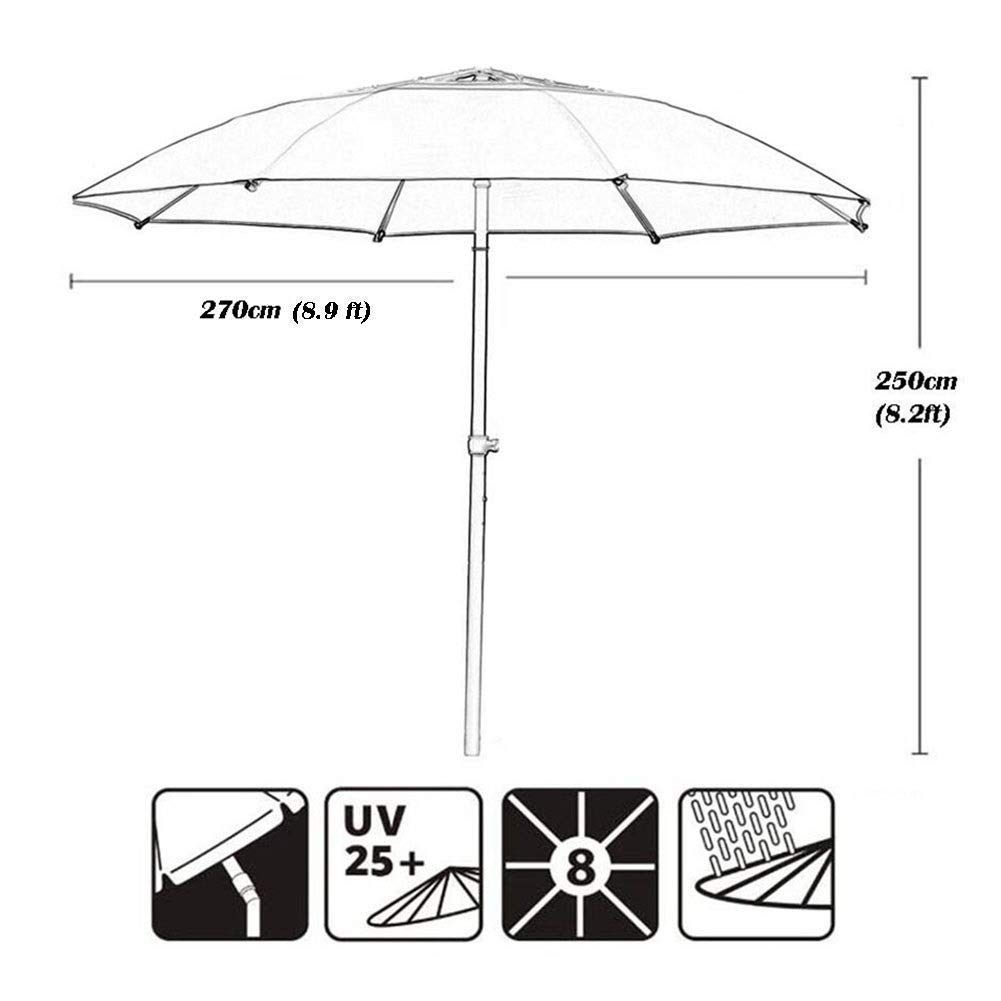 XJBTBA Ombrellone Multiuso da Giardino, Ombrellone da Giardino 2,7 M, Ombrellone da Terrazzo con Manovella, Ombrellone da Tavolo Premium per Piccoli Spazi Esterni