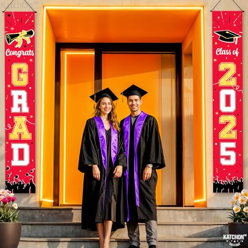 Image of KatchOn, Large 2025 Grad Door Banner - 72x12 Inch | Congrats Grad Banner 2025 for Red Graduation Decorations 2025 | Nursing Graduation Party Supplies Door Sign | graduation Decorations 2025 Red