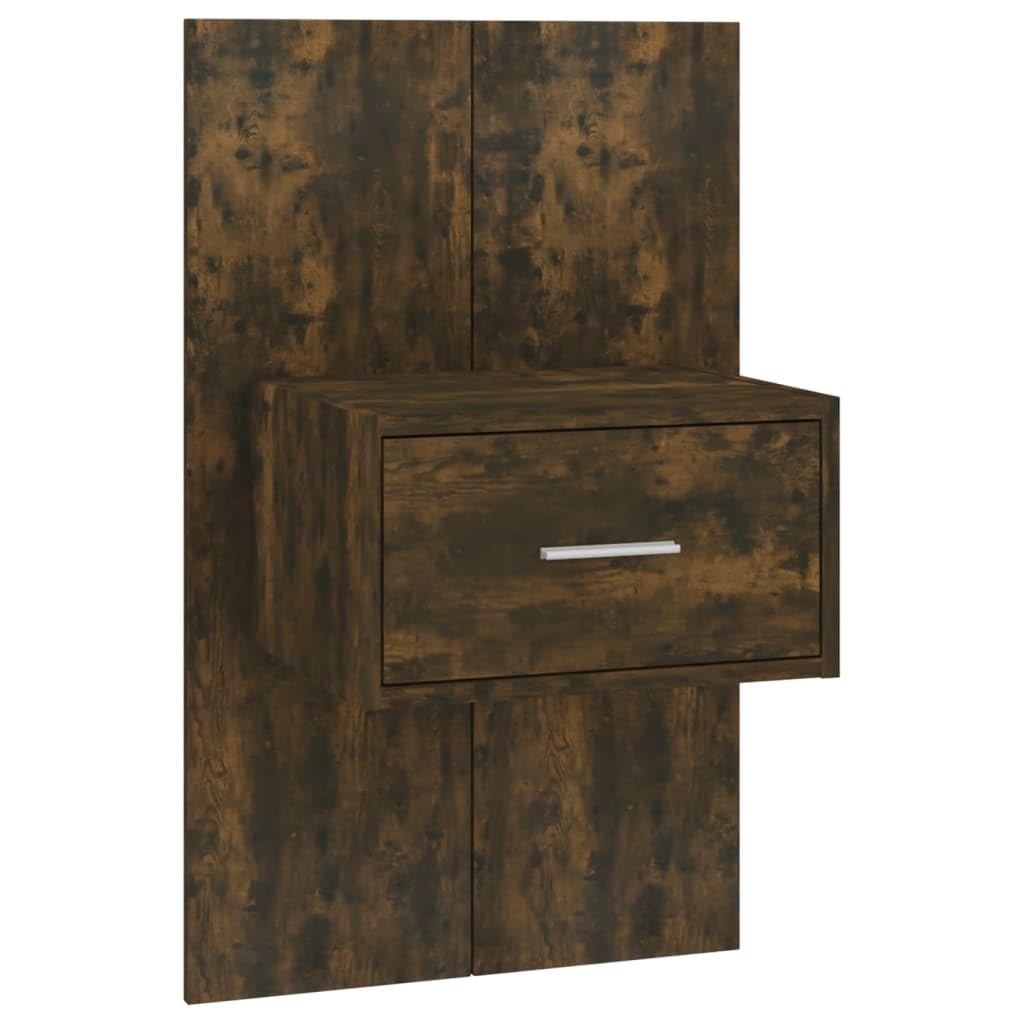 YUANCHUTOP Floating Bedside Table with Background, Bedside Cabinet Small Modern Floating Nightstand with Drawer, Floating Shelves for Bedroom, Bathroom, Oak+Rustic