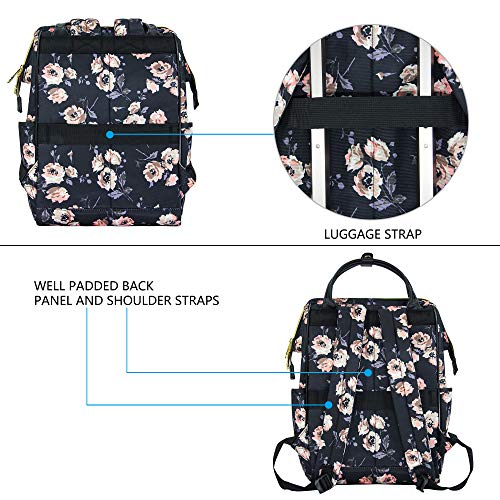 KROSER-Laptop-Backpack-156-Inch-Stylish-College-Backpack-with-USB-Port-Water-Repellent-Casual-Daypack-Doctor-Bag-Travel-Business-Work-Bag-for-WomenRose-Pattern