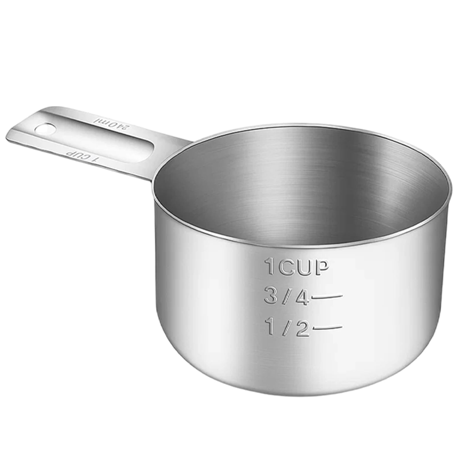 Stainless Steel Measuring Cups, Measuring Cups for Baking with Precise Scale, Rice Measuring Cup for Dry and Liquid Ingredients, Dishwasher Safe with Hanging Hole