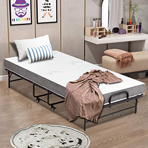 ECOTOUGE Folding Rollaway Bed 77×38 Inch Guest Bed with 5 Inch Luxurious Memory