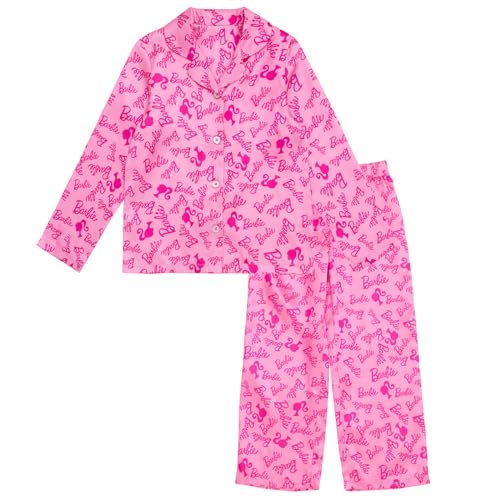Barbie Girls Satin Lounge Sleep Pajama Shirt and Pants Set Little Kid to Big Kid Sizes (4-14-16)