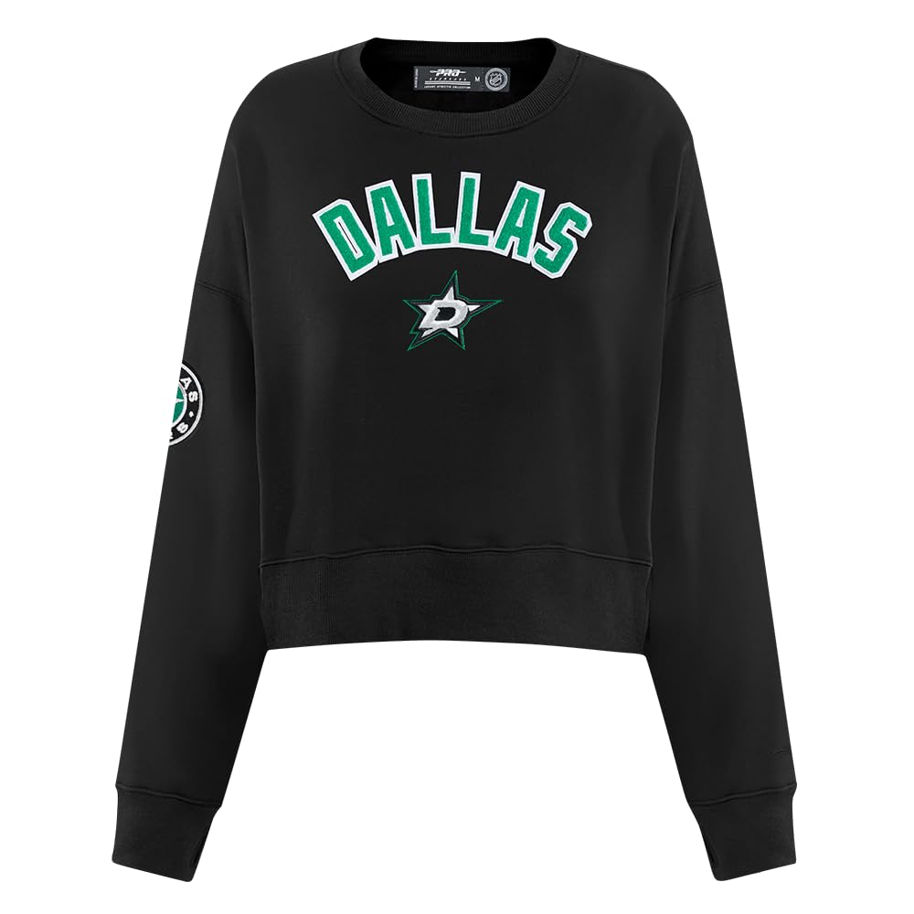 Sudadera NHL Classic Chenille de mujer con cuello redondo de algodón negro cómodo talla L 8