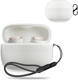 for Bowers & Wilkins Pi8 Wireless Earbuds Case Cover, NOUKAJU TPU Protective Cover(with Carabiner + Lanyard) Drop-Proof, Scratch-Proof,Reserved Charging Port,Case for B&W Pi8(Clear)