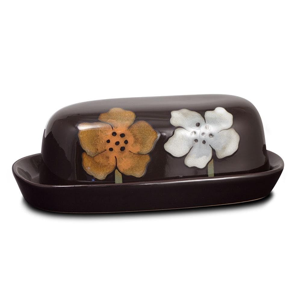 Pfaltzgraff Everyday Painted Poppies Covered Butter Dish