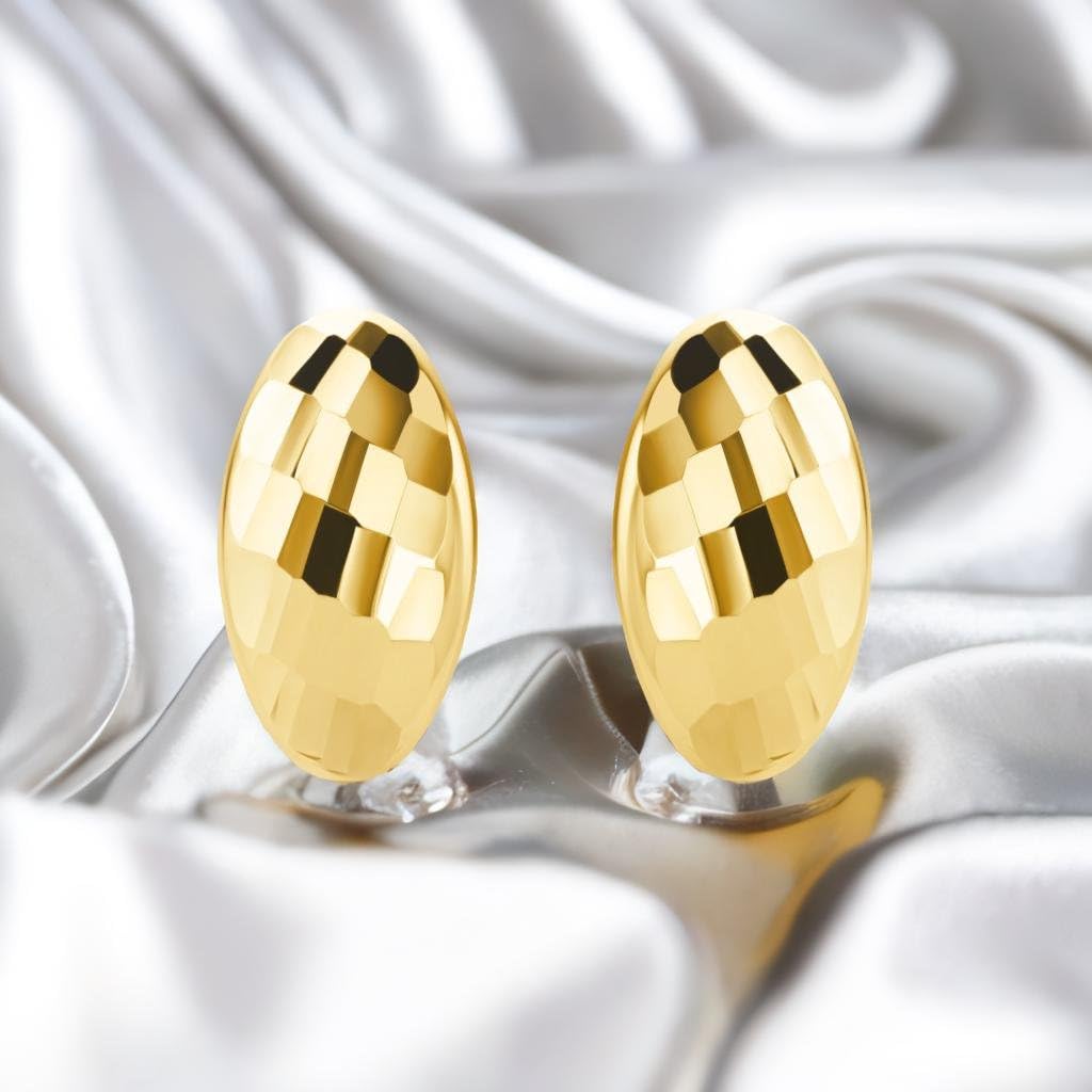 Pendientes de aro de oro amarillo 585 de 14 quilates – EP04, Dorado