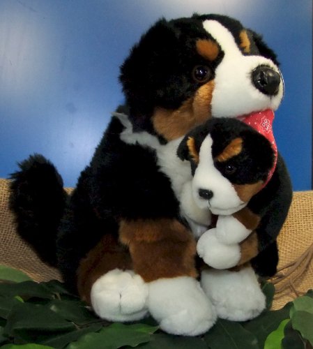 Hund berner sennhund mit baby sitzend 36 cm