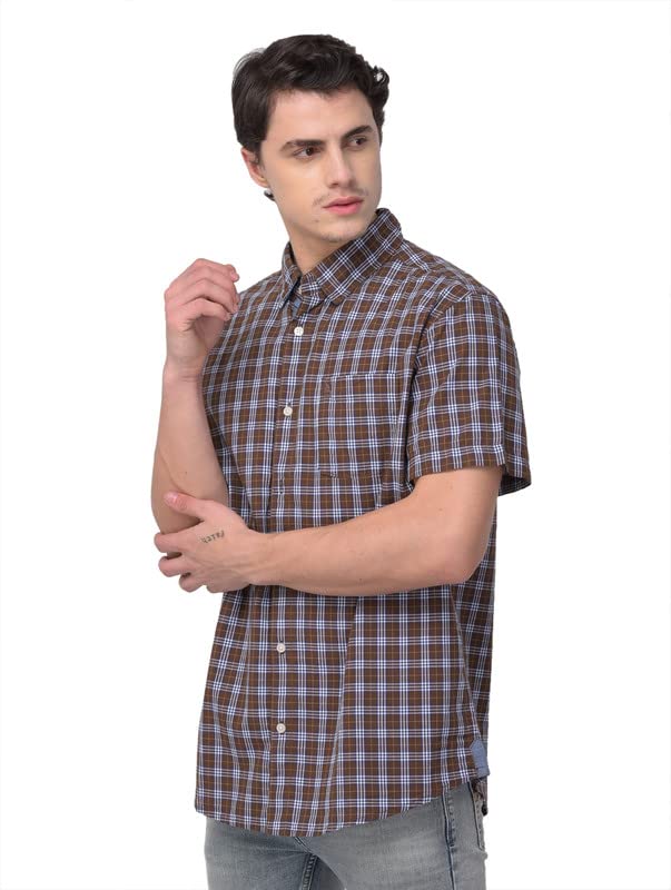Image of Woodland Mens Cotton Printed Casual Regular Fit Half Sleeves Shirt