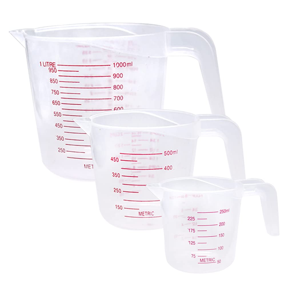 Buy Plastic Measuring Cup,Set of 3 Clear Measuring Cups,1 Cup/2 Cup/4