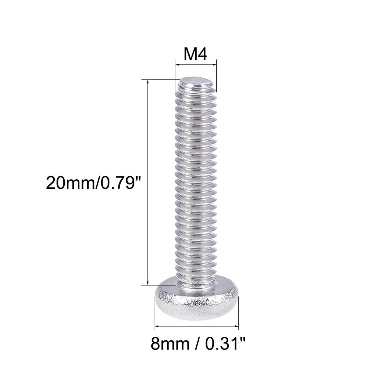 MACHSWON M4x20mm Machine Screws Pan Phillips Cross Head Screw 304 Stainless Steel Round Head Cross Screw Fasteners Bolts 30Pcs - Image 3