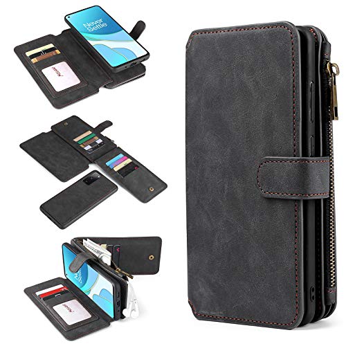 W WINTMING Compatible with Oneplus 8T Wallet Case Magnetic Detachable Leather Case with Credit Card Slots Protection Cover for Oneplus 8T (Black)