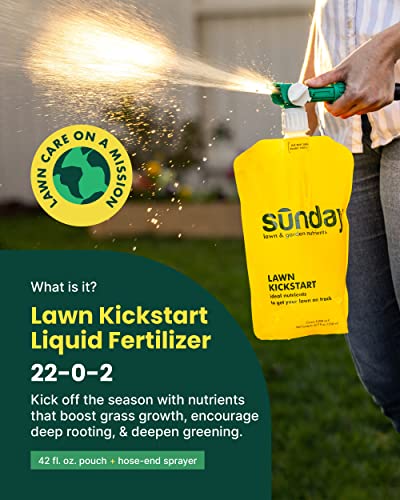 Sunday Lawn Kickstart Fertilizer, 42.3Oz - Lawn Fertilizer For Lawn Improvement - Includes Universal Sprayer Attachment - Covers Up To 5,000 Sq Ft - Easy Application In 15 Minutes Or Less - Boost Your Lawn's Health Today! #TOP1