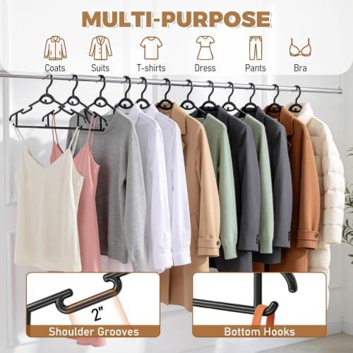 UEAKPIC Heavy Duty Plastic Hangers 50 Pack, Stackable Space Saving, Black by UEAKPIC - Used condition - Image 5