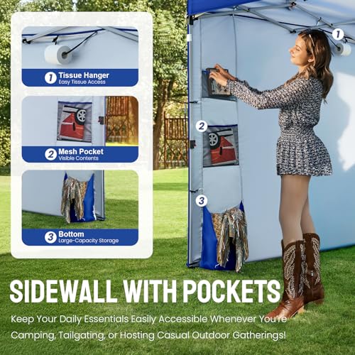 Image of CROWN SHADES Canopy Tent 10x10 Pop Up Canopy with Side Pockets, Navy Blue