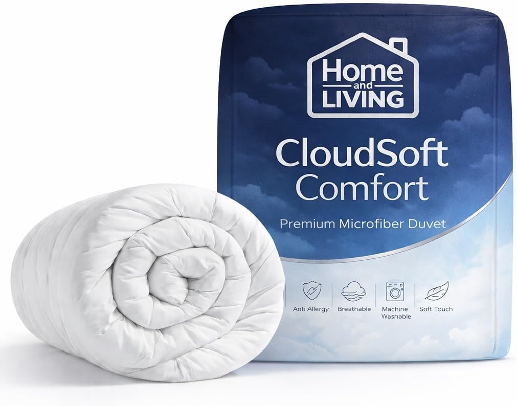 Home and Living Super King Size Duvet 10.5 Tog - All Season Microfiber Super King Size Duvet - Soft & Cosy Quilt - UK Made Anti-Allergy Hollowfibre Filling (260x220cm)