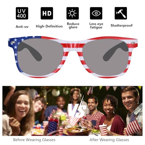 2 Pack American Flag Sunglasses Bulk for Men Women Classic Patriot Independence Day Supplies3