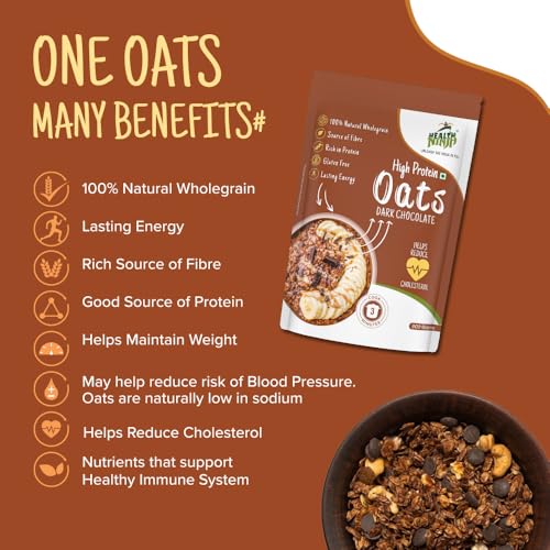 Image of Health Ninja Dark Chocolate Oats | High Protein Breakfast Oats | Protein Oats 900 gm Pack