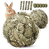 Natural Timothy Grass Chew Toys for Small Animals - Perfect for Rabbits, Guinea Pigs, Hamsters, Chinchillas, Rats and Gerbils - 12-Piece Set Handmade Play Balls for Teeth and Enrichment Treats