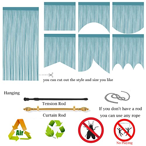 Taiyuhomes String Door Curtains Fly Screen Curtain For Window Decorations Living Room Doorways Crystal Plain Tassel (Blue2 - Image 3