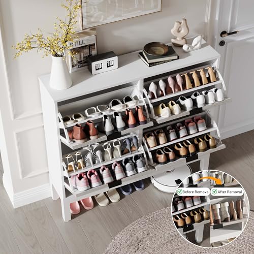 Meuble à chaussures avec étagères réglables Litake et 4 abattants modulables - 6