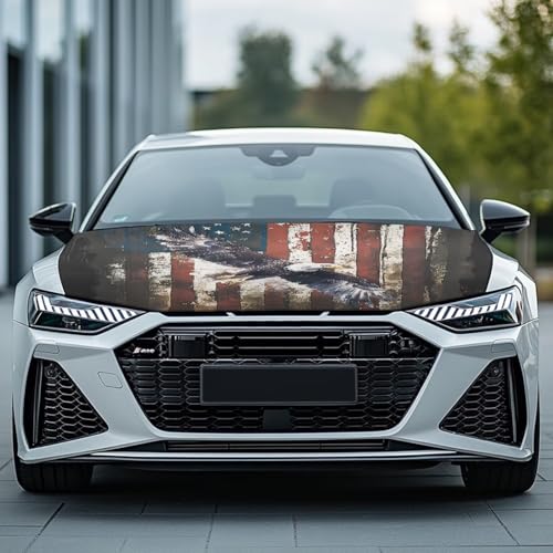Image of Car Hood Cover,Comfortable Breathable Car Hood Cover Protector Suitable Most Automotive Sedans Trucks Pickup Sports Cars,Car Accessories Flag Eagle Design