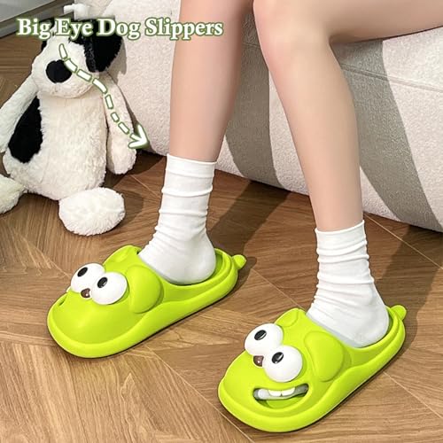 Summer Big Eye Dog Slippers, Unisex Cute Cartoon Comfy Slippers, Indoor Bathroom Comfy Flat Slide Shoes, Non-Slip Lightweight Shower Beach Pool Outdoor Slides2
