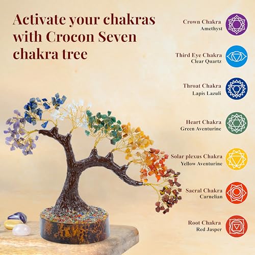 Image of Crocon 7 Chakra Bonsai Crystal Tree, Healing Crystals Home Decor | Spiritual Gift, Birthday Gifts Women, Mom, Sister | Housewarming Gifts New Home | Meditation Decor, Gift for Her Grandma