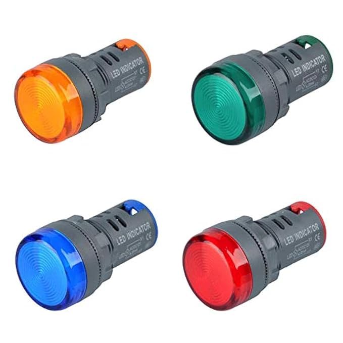 SP Electron Set of 4 Pcs LED Panel Indicator 230V 22MM Plastic (Set of RED, Green, Blue, Yellow)-image-20