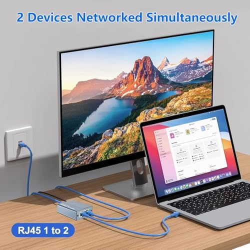 Image of ETZIN LAN Splitter 1 in 2 Output High Speed 1000Mbps LAN Cable Branch Network Splitter LAN Port Expansion Wired LAN Hub Gigabit LAN Cable Bifurcation LAN Internet Splitter Connector (EPL-1465H)