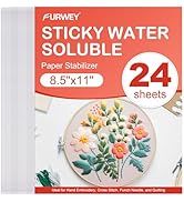 FURWEY 24PCS 8.5"x11" Sticky Water Soluble Embroidery Stabilizer Printable Paper Wash Away Stabil...