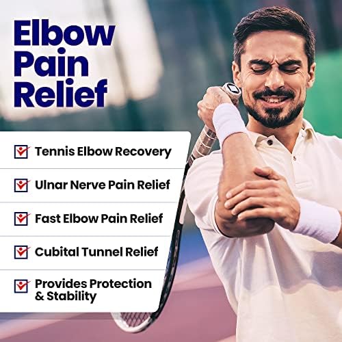 Elbow Splint Tendonitis Elbow Brace  Cubital Tunnel Brace for Sleeping - Tennis Elbow Support with Arm Compression Sleeve Elbow Immobilizer for Ulnar Nerve Brace Elbow Pain Relief Fits Men Women