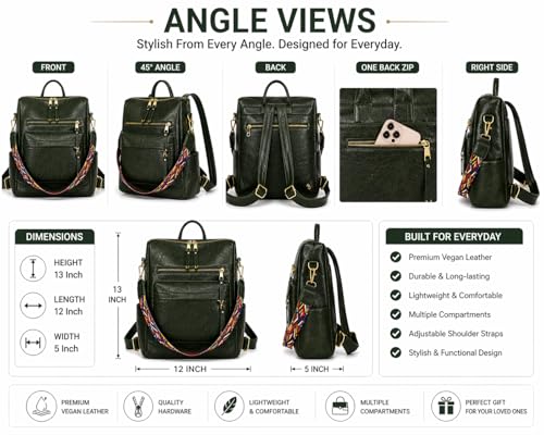 Image of Leather Backpack for Women | Large Capacity | College and Office use | PU Leather | shoulder bag for Ladies,