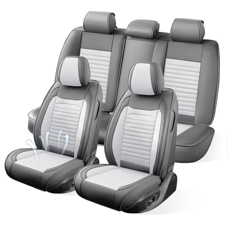 Image of Seat Covers Full Set Fit for Chevy /Chevrolet Spark 2012-2022, Grey&White