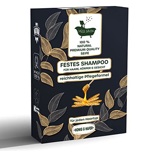 Miss Savon Festes Shampoo&Duschgel Honig&Hafer Seife Fest Schampoo Damen und Herren Naturkosmetik Haarseife für jeden Haare Gesicht Pflege Beauty (Honig-Hafer) Cover