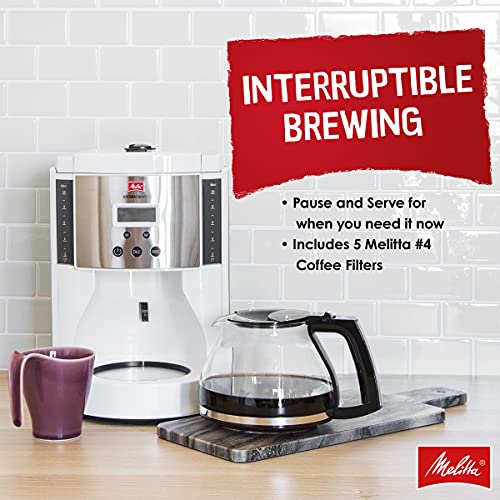 Melitta Aroma Enhance Drip Coffee Maker, With Glass Carafe, 10 Cups Capacity, White #TOP3