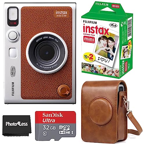 Fujifilm Instax Mini EVO Hybrid Brown Instant Camera | Fuji Instax Mini Twin Pack Instant Film |...